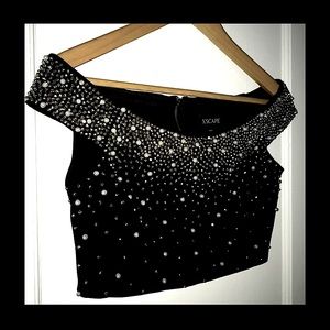 XSCAPE sequin/beaded bustier top sz 4